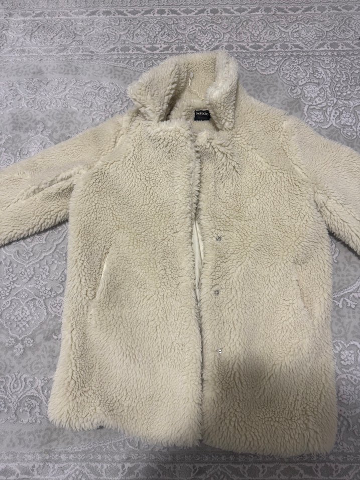 Gri Peluş Midi Kadın Kaban - Görsel 3