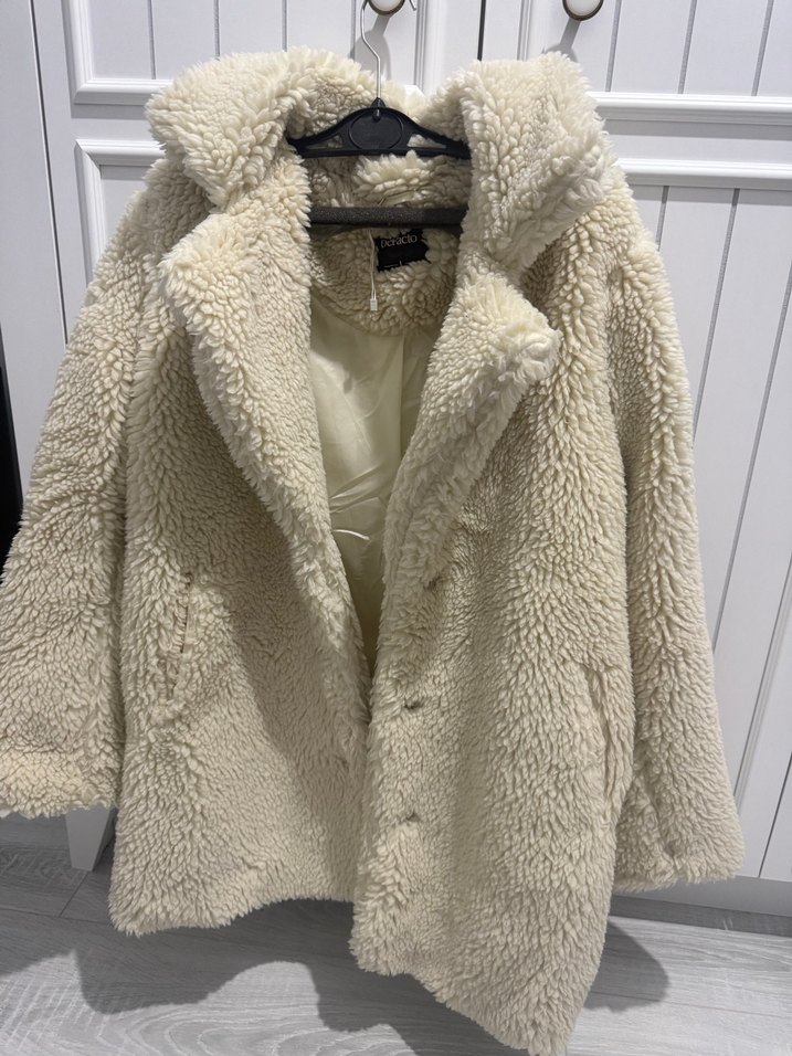 Gri Peluş Midi Kadın Kaban - Görsel 2