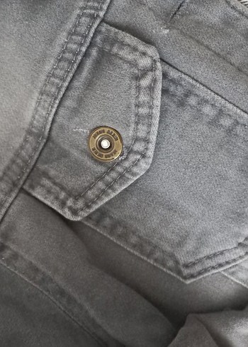 Gri Düğmeli Kadın Denim Ceket - Görsel 3