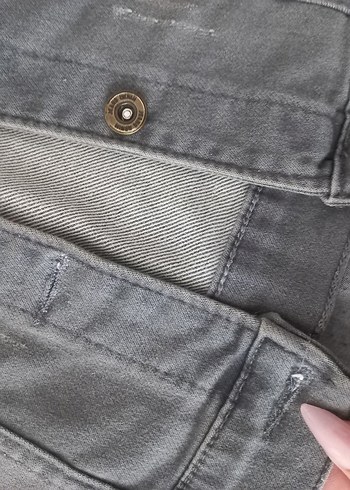 Gri Düğmeli Kadın Denim Ceket - Görsel 5