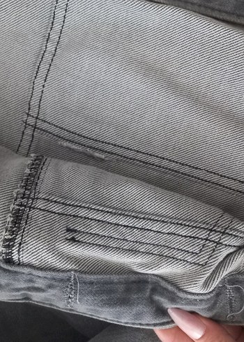 Gri Düğmeli Kadın Denim Ceket - Görsel 4