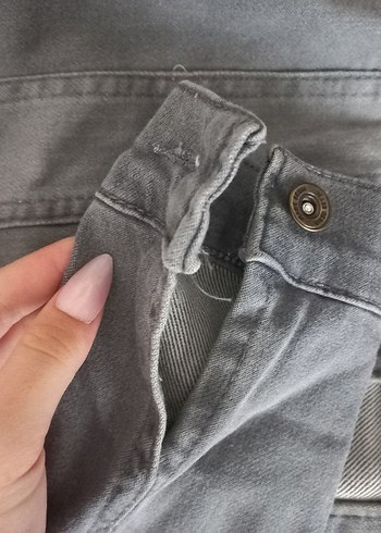 Gri Düğmeli Kadın Denim Ceket - Görsel 2