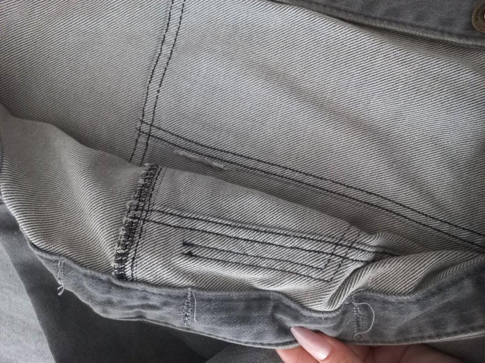 Gri Düğmeli Kadın Denim Ceket - Görsel 4