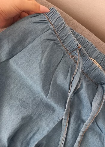 Bohem Tarzı Mavi Geniş Kesim Denim Pantolon - Görsel 2