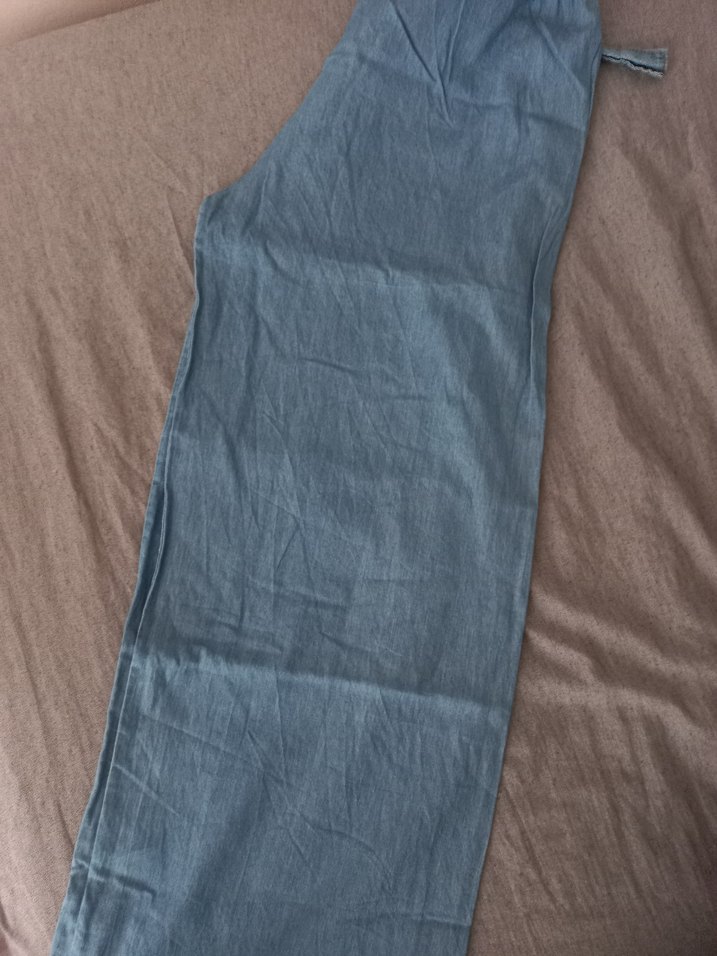 Bohem Tarzı Mavi Geniş Kesim Denim Pantolon - Görsel 3