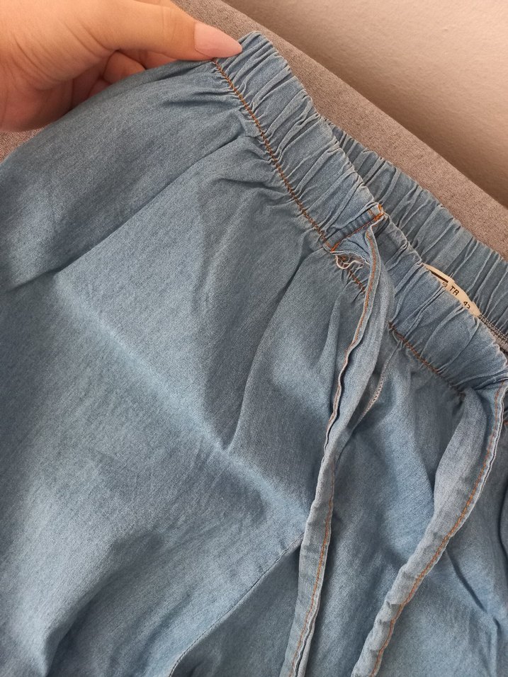 Bohem Tarzı Mavi Geniş Kesim Denim Pantolon - Görsel 2