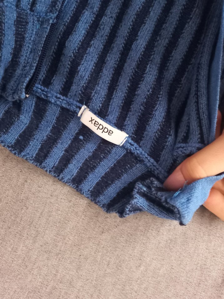 Kadın Mavi Triko Yarım Fermuarlı Kazak - Görsel 3