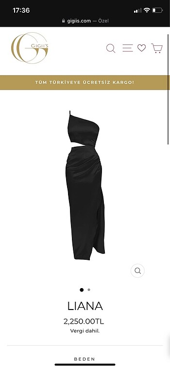 GİGİİ?S LIANA siyah saten elbise