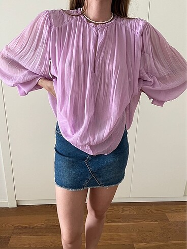 Zara lila tül bluz