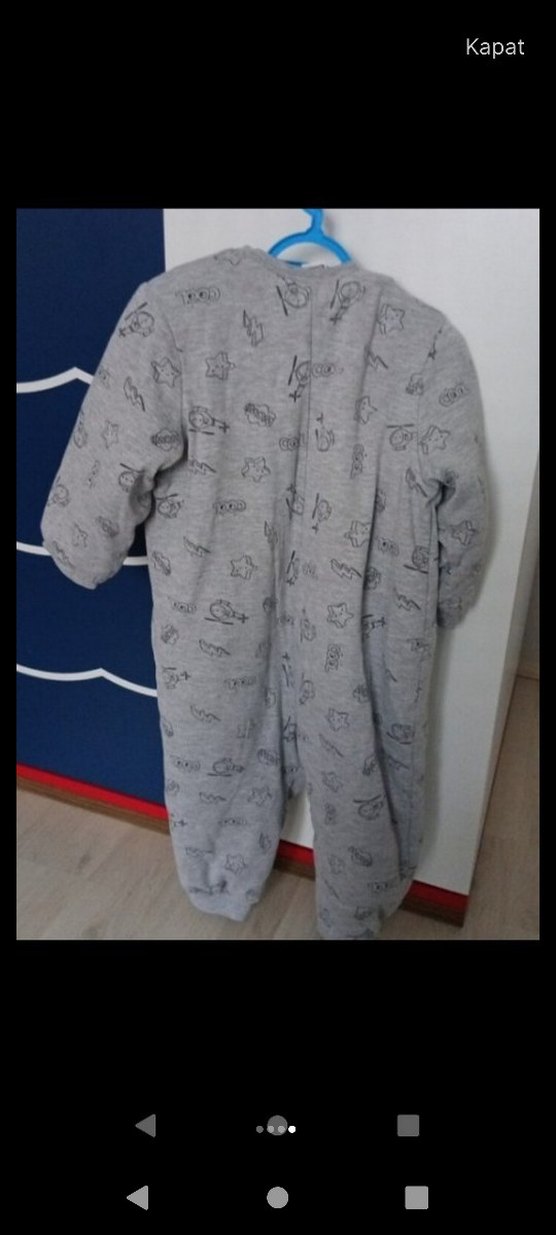 Gri Erkek Çocuk Fermuarlı Uzun Kollu Tulum - Görsel 4