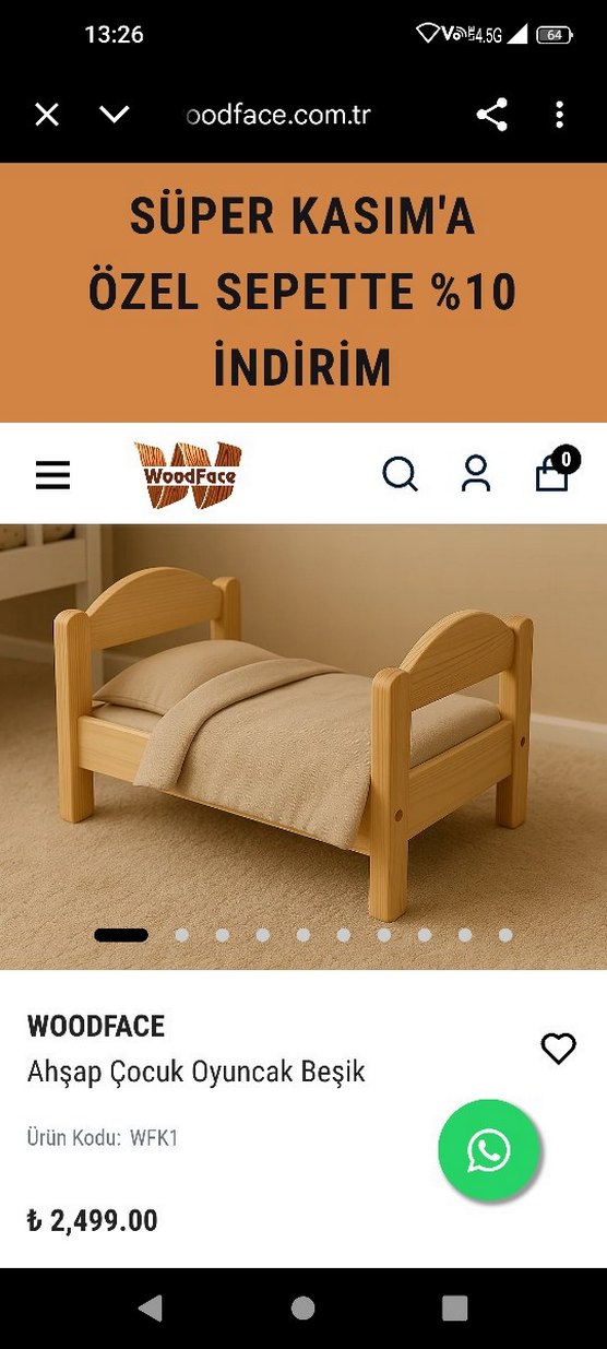 Klasik Ahşap Bebek Yatağı veya kedi köpek yatağı - Görsel 2