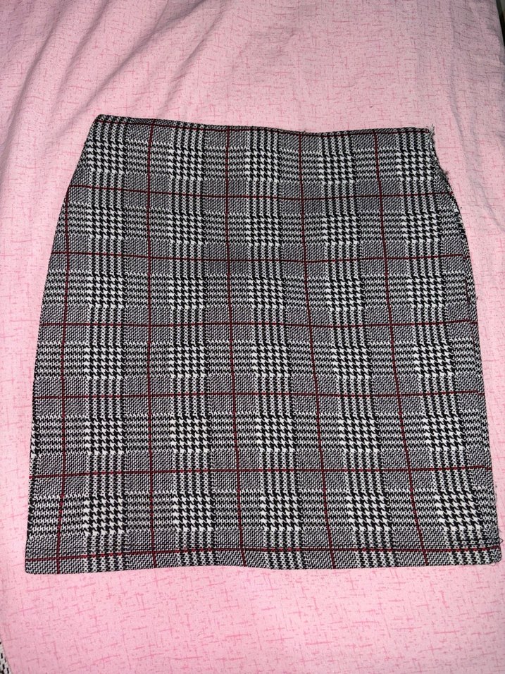 Gri Kareli Kadın Mini Etek - Görsel 2