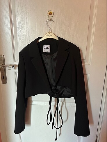 m Beden Zara Siyah Crop Blazer Ceket