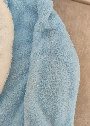 Mavi Peluş Bebek Tulumu Kapüşonlu Tavşanlı - Görsel 3