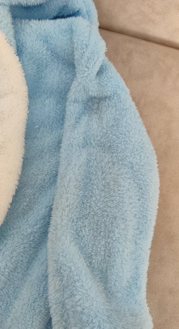 Mavi Peluş Bebek Tulumu Kapüşonlu Tavşanlı - Görsel 3