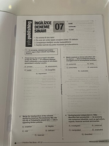  Beden ydspublishing ydt deneme sınavı