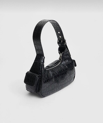 Stradivarius STRADİVARİUS-ETİKETLİ SİYAH DERİ ÇANTA