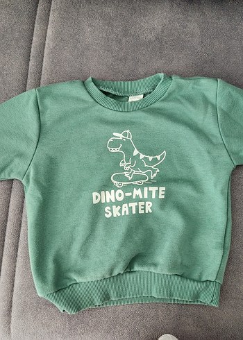 Erkek Çocuk Yeşil Baskılı Sweatshirt