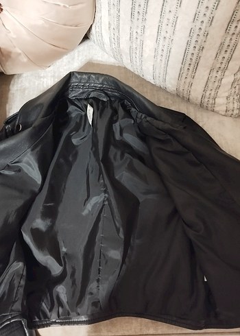 Kadın Siyah Deri Biker Ceket - Görsel 3