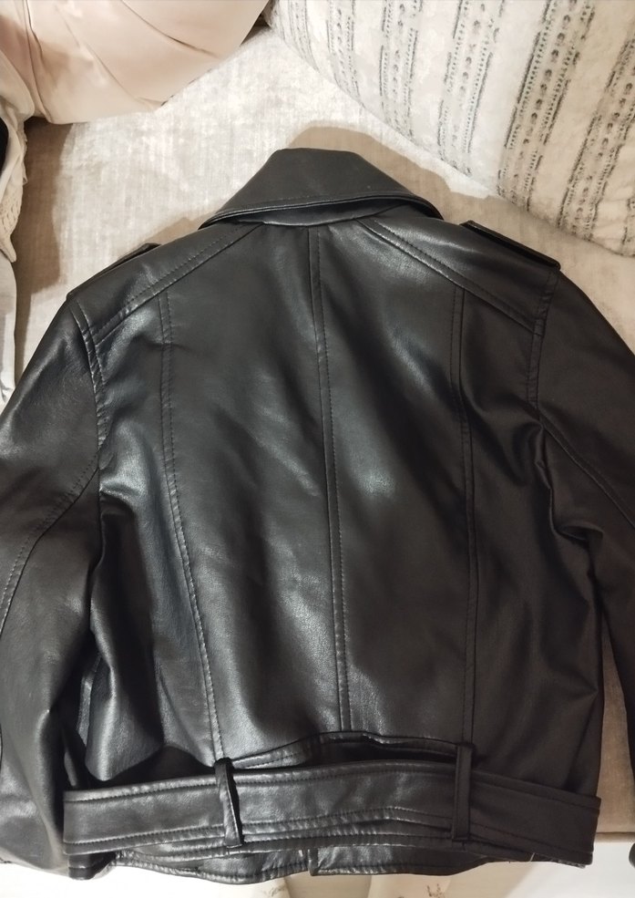 Kadın Siyah Deri Biker Ceket - Görsel 2