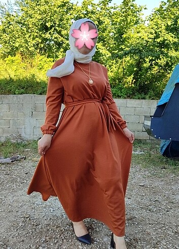 42 Beden camel Renk Elbise