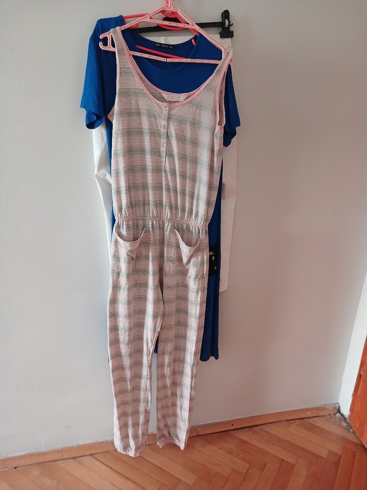 Dantel Detaylı Pembe Hamile Tulum - Görsel 2