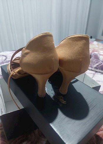 Bej Tokalı İnce Topuklu Kadın dans Ayakkabı - Görsel 3