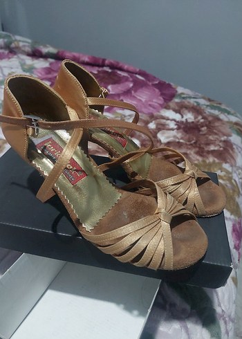 Bej Tokalı İnce Topuklu Kadın dans Ayakkabı - Görsel 2