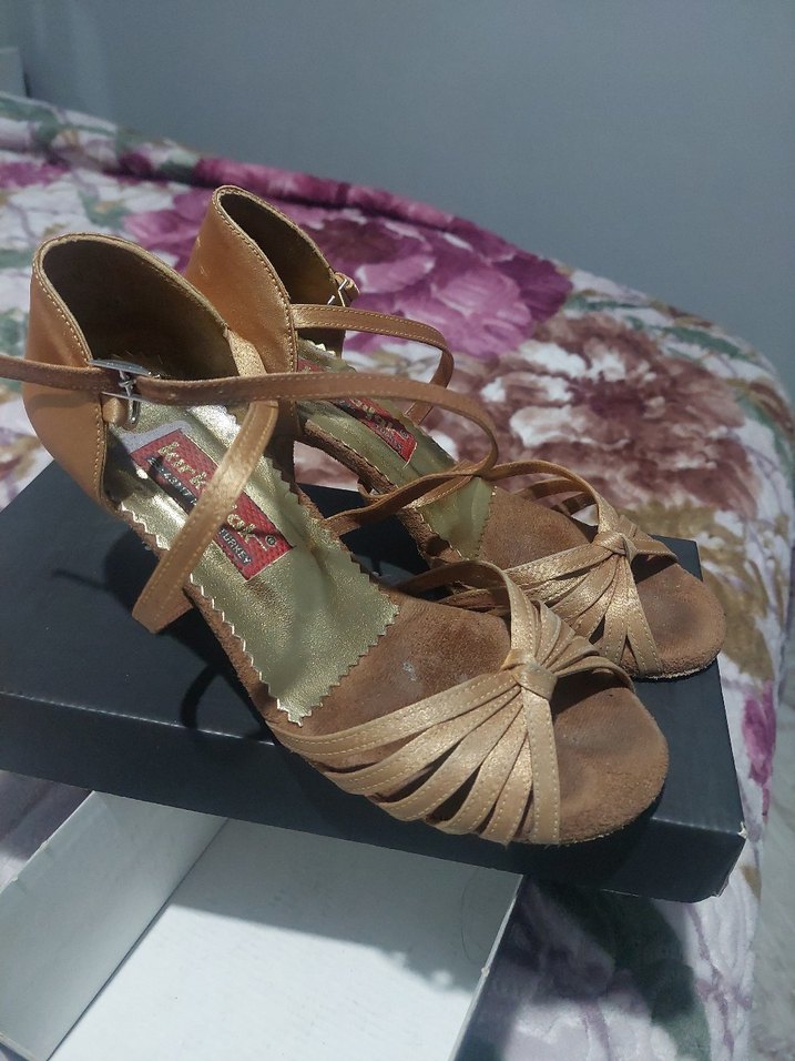 Bej Tokalı İnce Topuklu Kadın dans Ayakkabı - Görsel 2