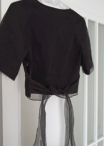 Kuşaklı Siyah Gotik Mini Bluz