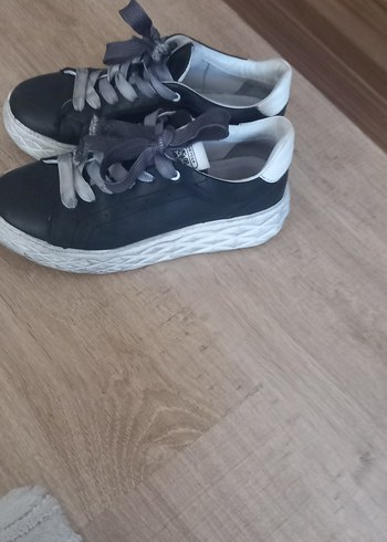 Gri Platform Topuklu Bağcıklı Kadın Spor Ayakkabı - Görsel 3