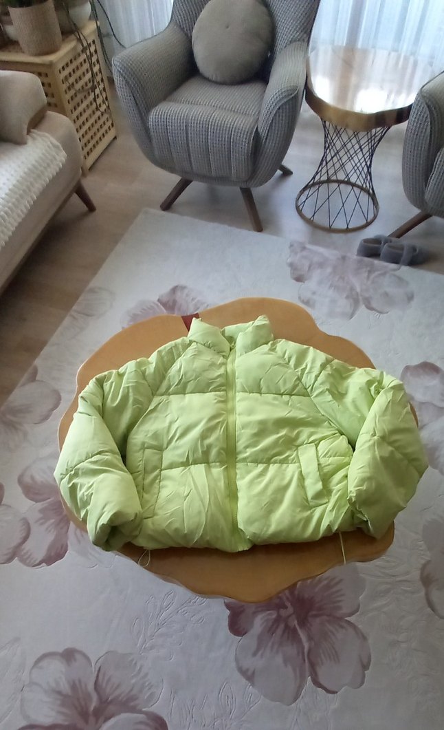 Kadın Yeşil Düğmeli Kışlık Ceket - Görsel 2