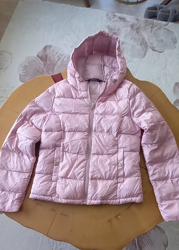 Pembe Kapüşonlu Kadın Mont - Görsel 2