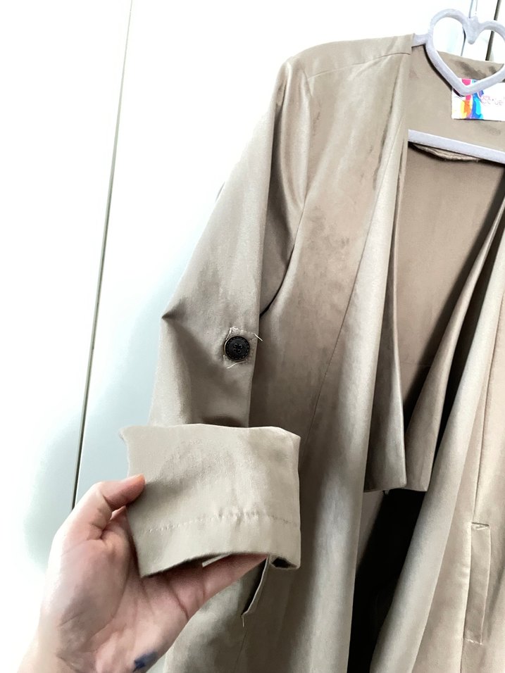 Drapeli Bej Midi  Ceketi - Görsel 4