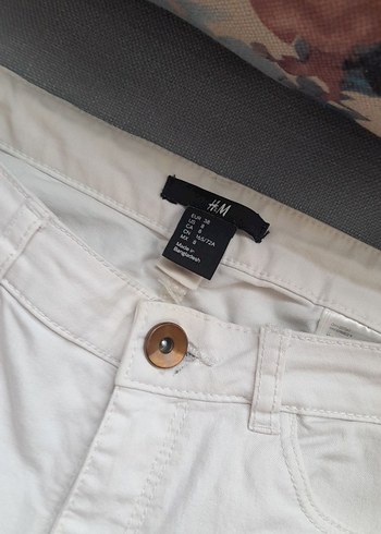 H&M Beyaz Kadın Pamuk Kumaş Pantolon