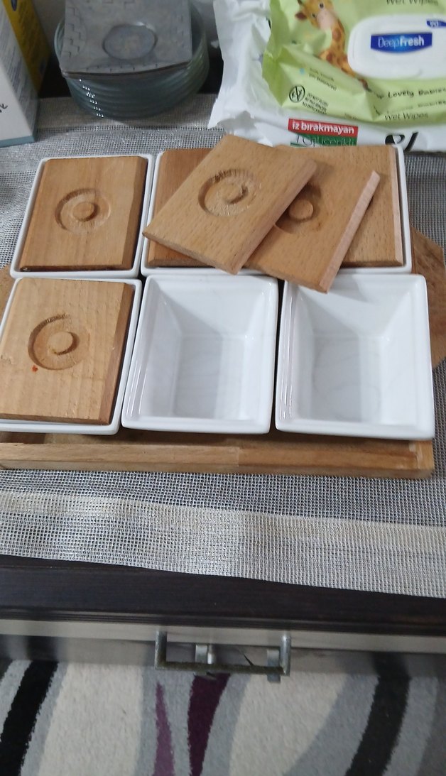 Bej Ahşap Kapaklı 6'lı Gıda Saklama Kabı - Görsel 3