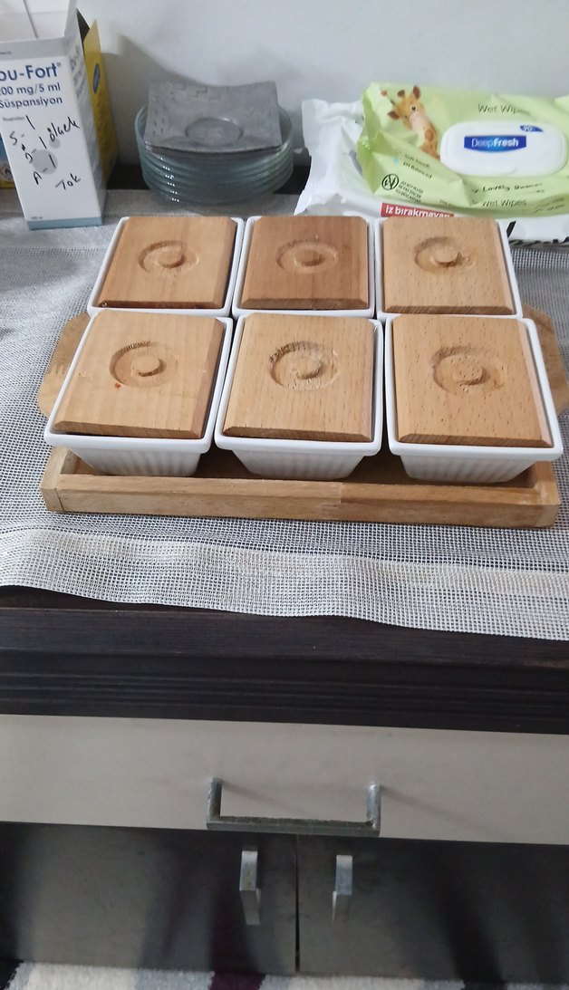 Bej Ahşap Kapaklı 6'lı Gıda Saklama Kabı - Görsel 2