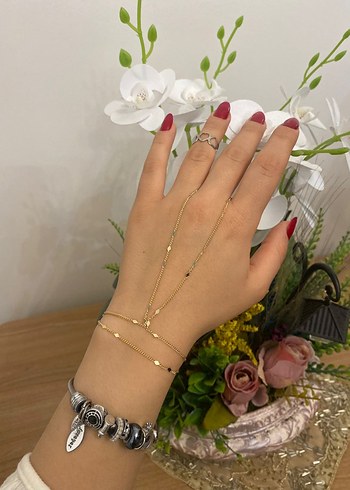 Altın Renkli Boncuklu Kadın El Zinciri - Görsel 2