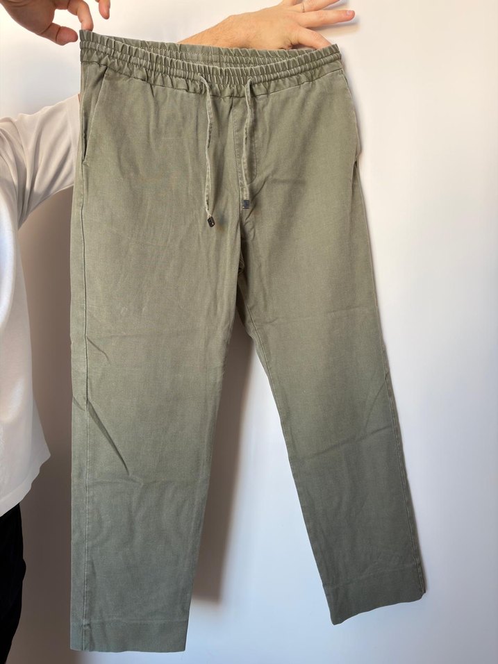 Erkek Keten Rahat Kesim Midi Pantolon - Görsel 2