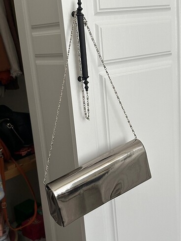 Gri gümüş abiye clutch