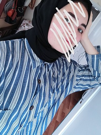 42 Beden mavi Renk çizgili tunik gömlek