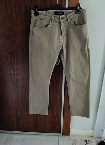 Mavi Jeans Krem rengi, boru paça keten pantolon