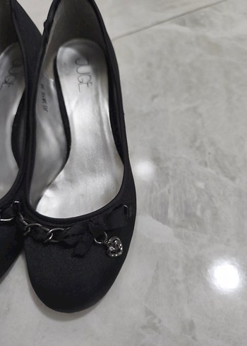 38 Beden siyah Renk Kemer Detaylı Siyah Gotik Dolgu Topuklu Kadın Ayakkabı