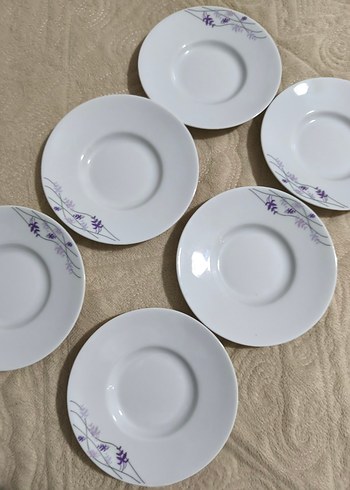 Beyaz Çiçek Desenli 6'lı çay Tabak Seti - Görsel 2