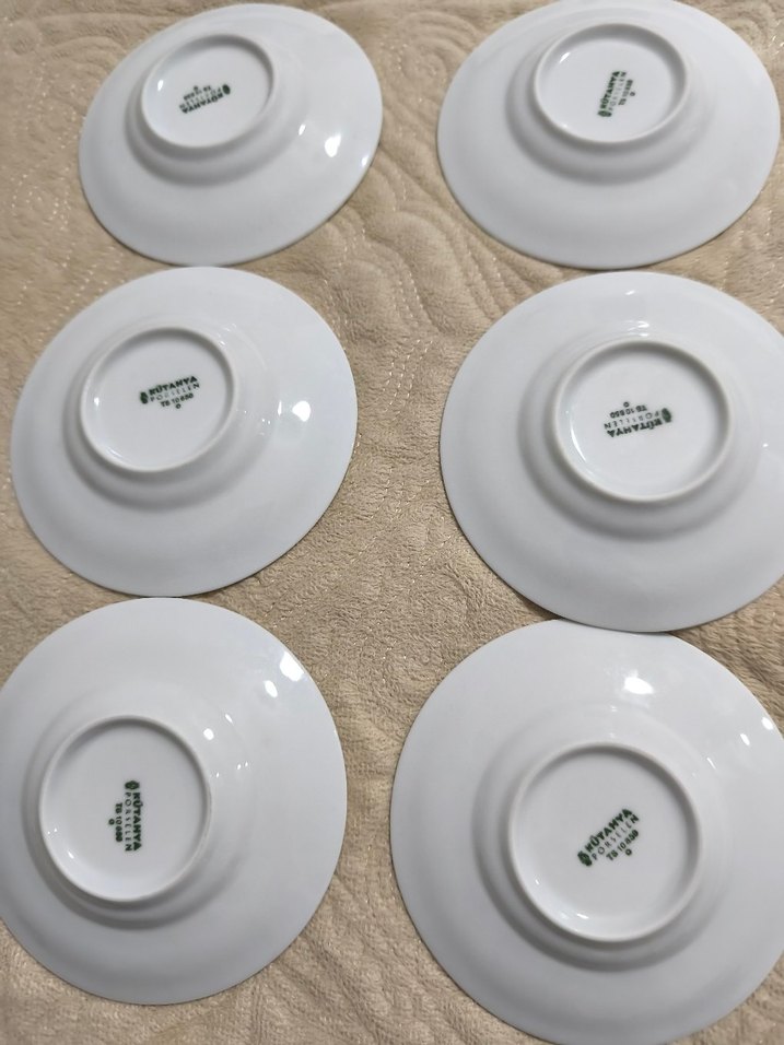 Beyaz Çiçek Desenli 6'lı çay Tabak Seti - Görsel 5