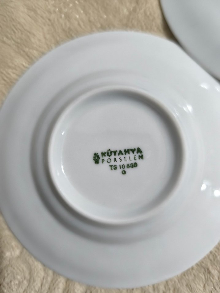 Beyaz Çiçek Desenli 6'lı çay Tabak Seti - Görsel 4