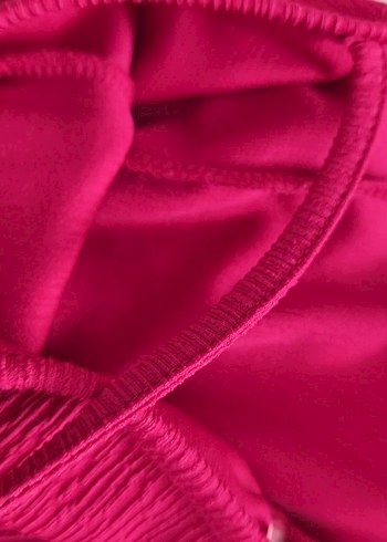 m Beden pembe Renk Koyu Pembe Drapeli Midi Mini Elbise