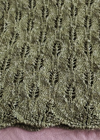 Bohem Yeşil Örgü crop Kadın Kazak - Görsel 3