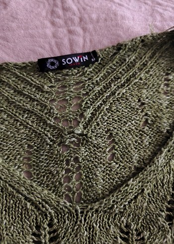 Bohem Yeşil Örgü crop Kadın Kazak - Görsel 5