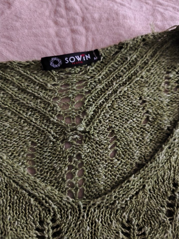 Bohem Yeşil Örgü crop Kadın Kazak - Görsel 5